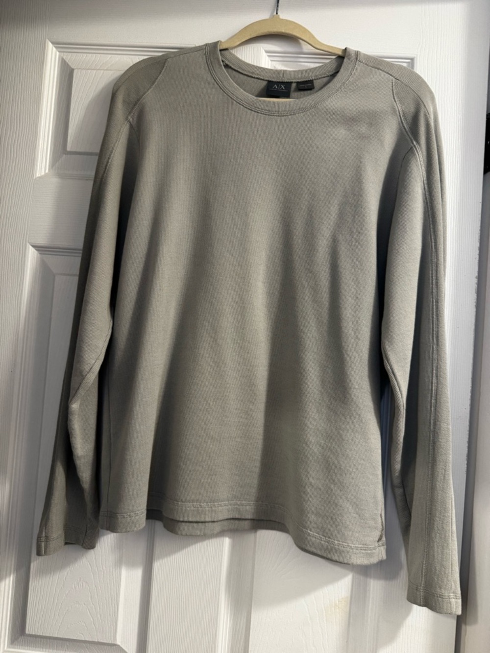 Armani Exchange Men's Long Sleeve Crewneck Shirt - Light Gray
